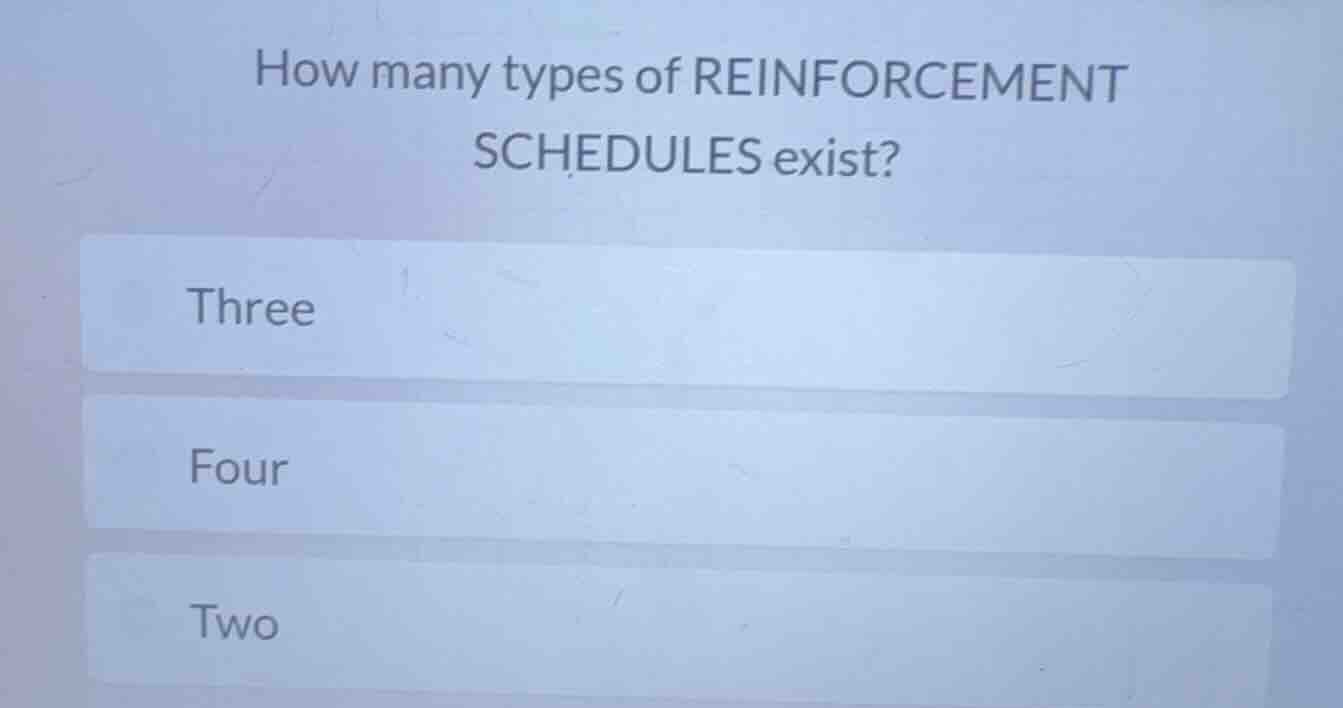 how many types of reinforcement schedules exist? three four two