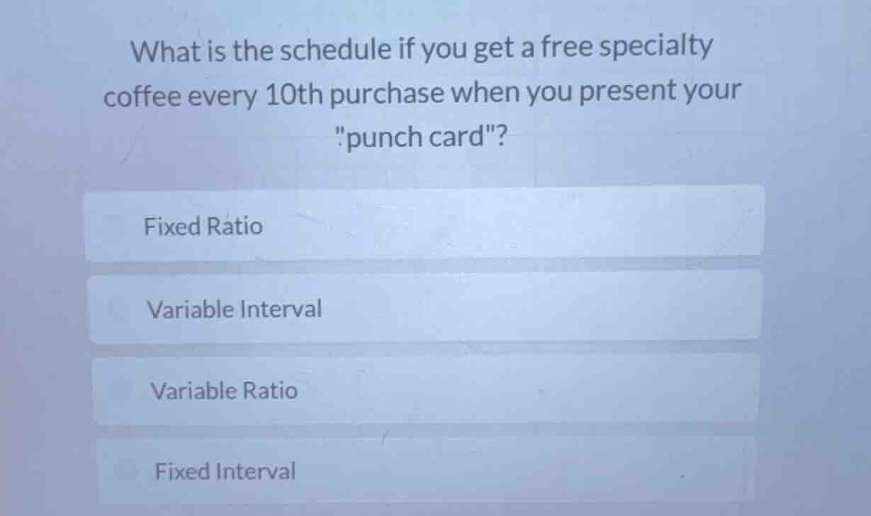 what is the schedule if you get a free specialty coffee every 10th purc…