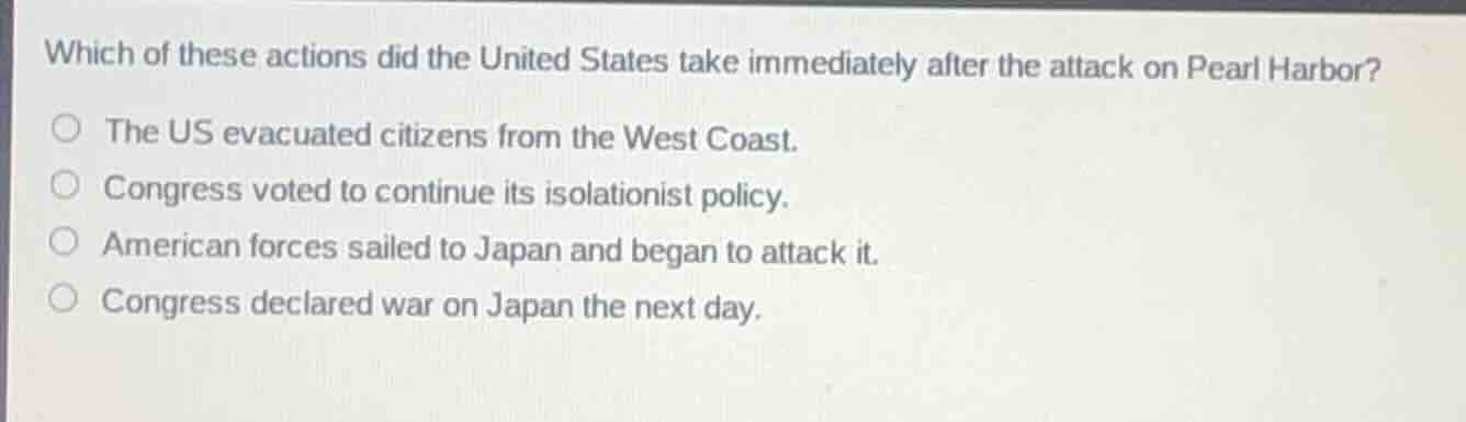 which of these actions did the united states take immediately after the…