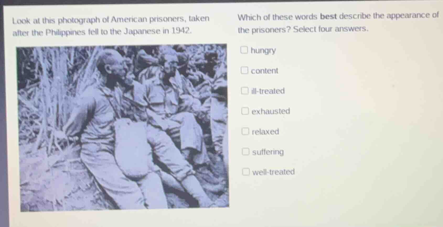 look at this photograph of american prisoners, taken after the philippi…