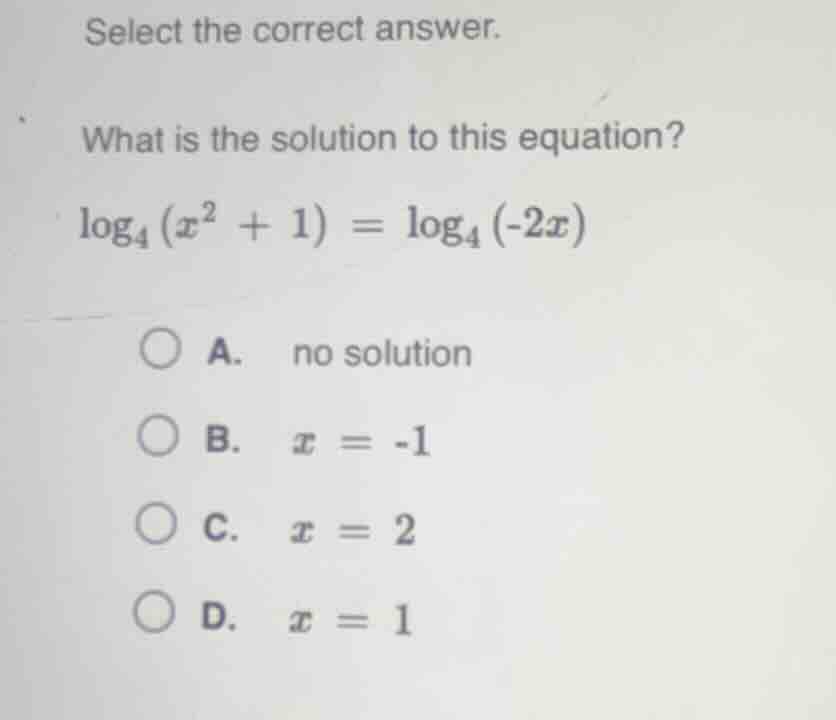 select the correct answer. what is the solution to this equation? \\(\\…