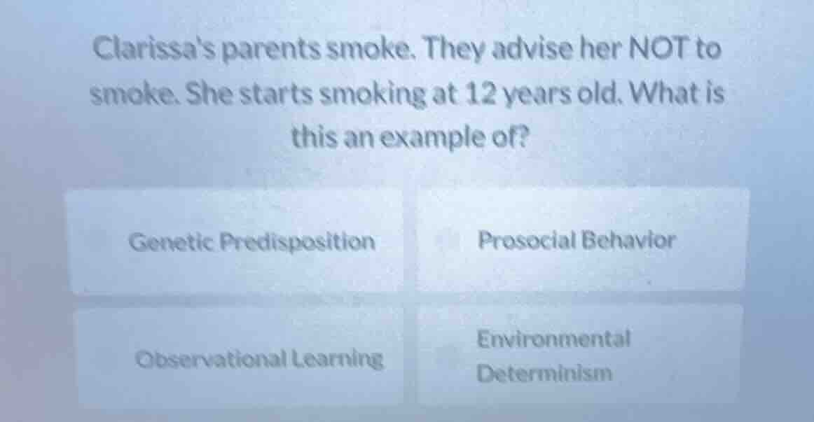 clarissas parents smoke. they advise her not to smoke. she starts smoki…