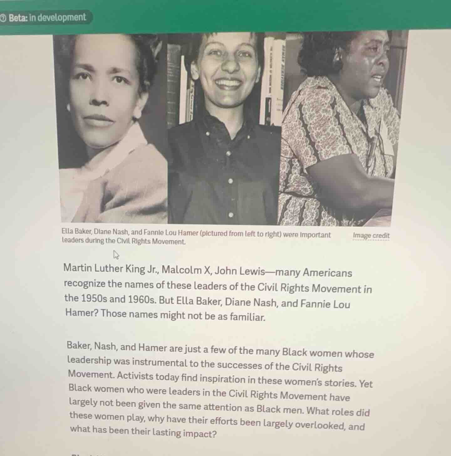 ella baker, diane nash, and fannie lou hamer (pictured from left to rig…