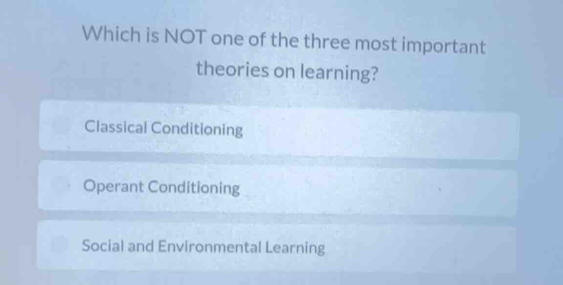 which is not one of the three most important theories on learning? clas…