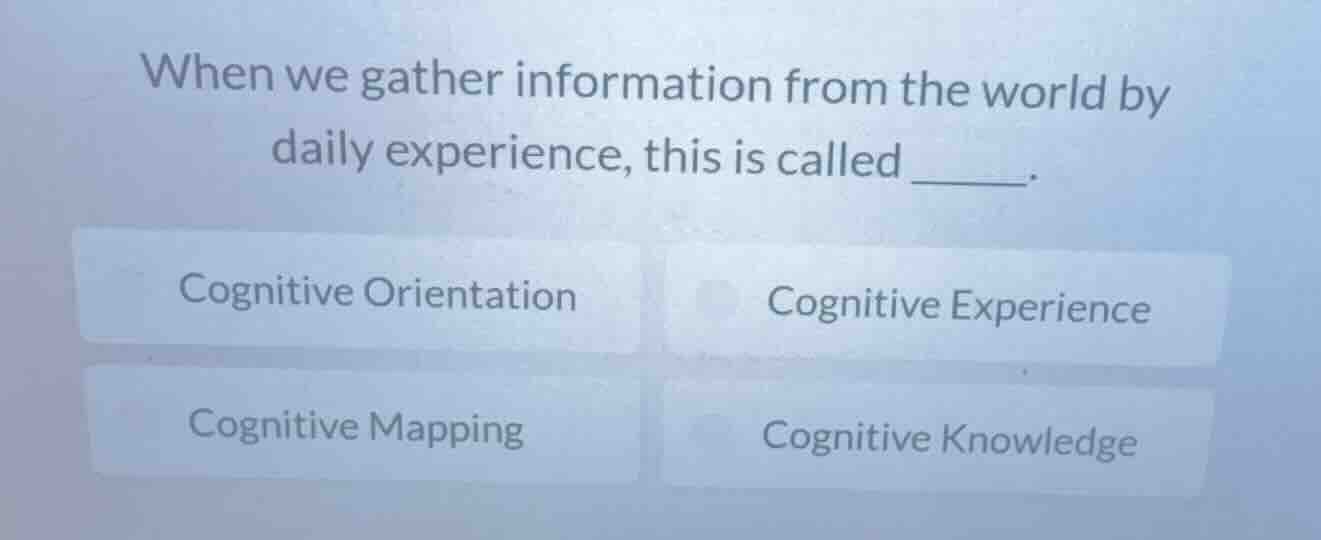when we gather information from the world by daily experience, this is …
