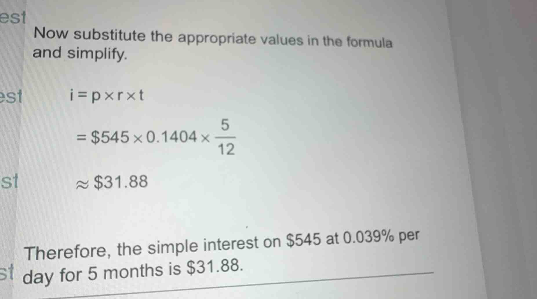 now substitute the appropriate values in the formula and simplify. (i =…