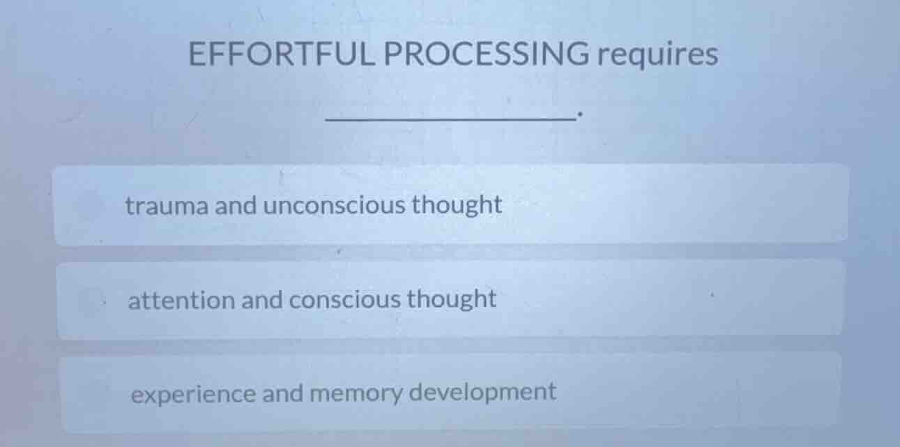 effortful processing requires ______. trauma and unconscious thought at…