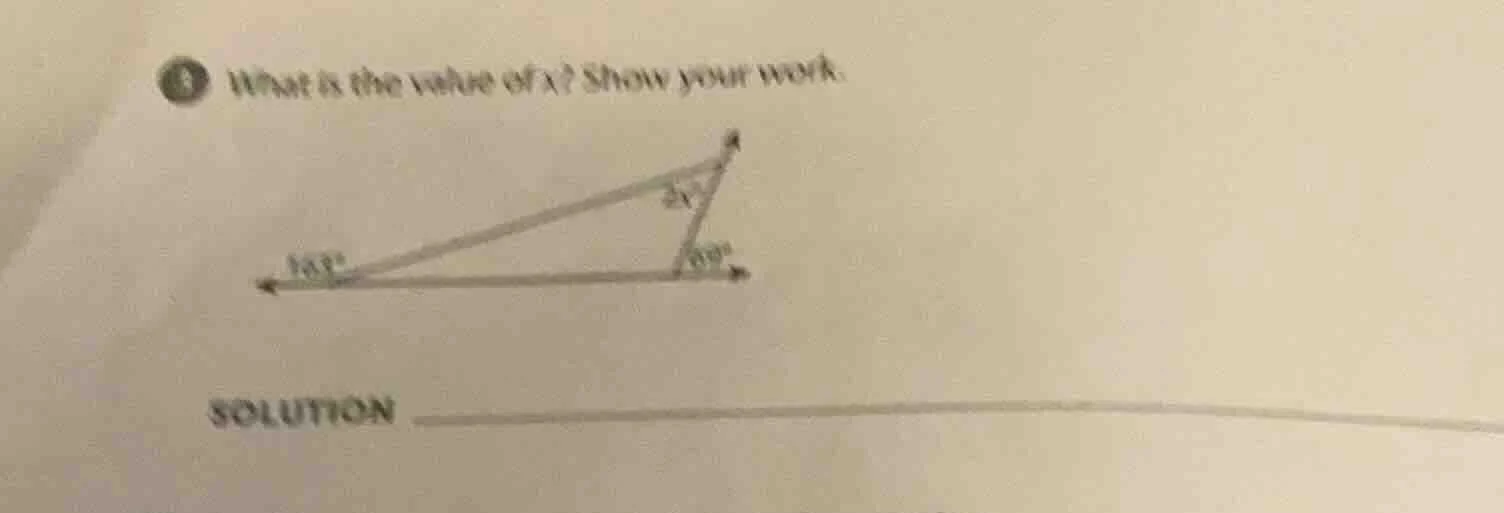 what is the value of x? show your work. solution