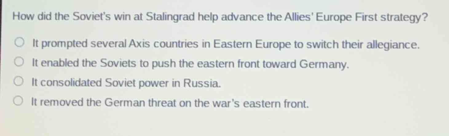 how did the soviet’s win at stalingrad help advance the allies’ europe …