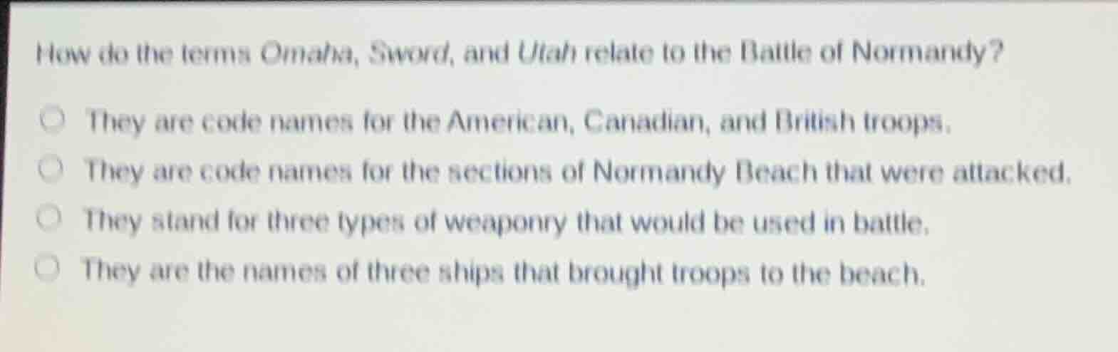 how do the terms omaha, sword, and utah relate to the battle of normand…