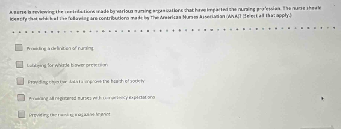 a nurse is reviewing the contributions made by various nursing organiza…