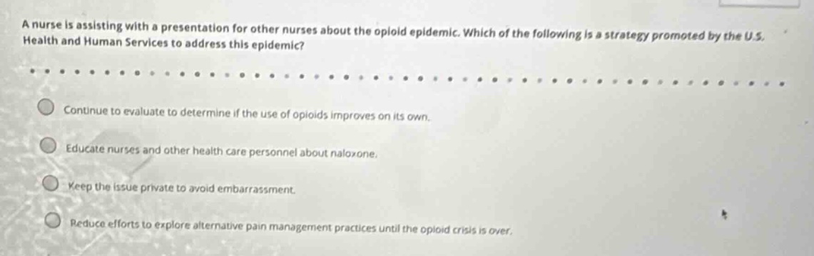 a nurse is assisting with a presentation for other nurses about the opi…