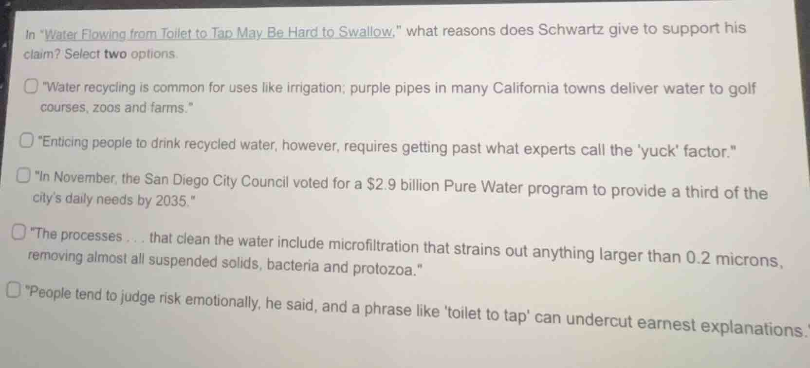 in \water flowing from toilet to tap may be hard to swallow,\ what reas…