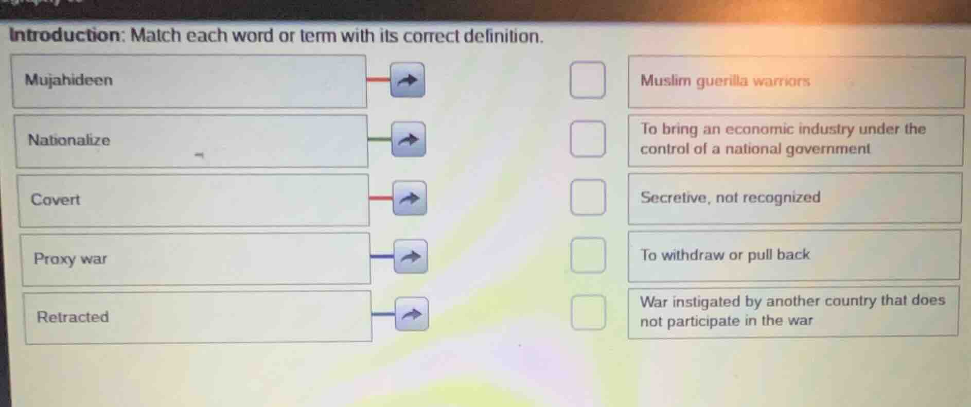 introduction: match each word or term with its correct definition. muja…