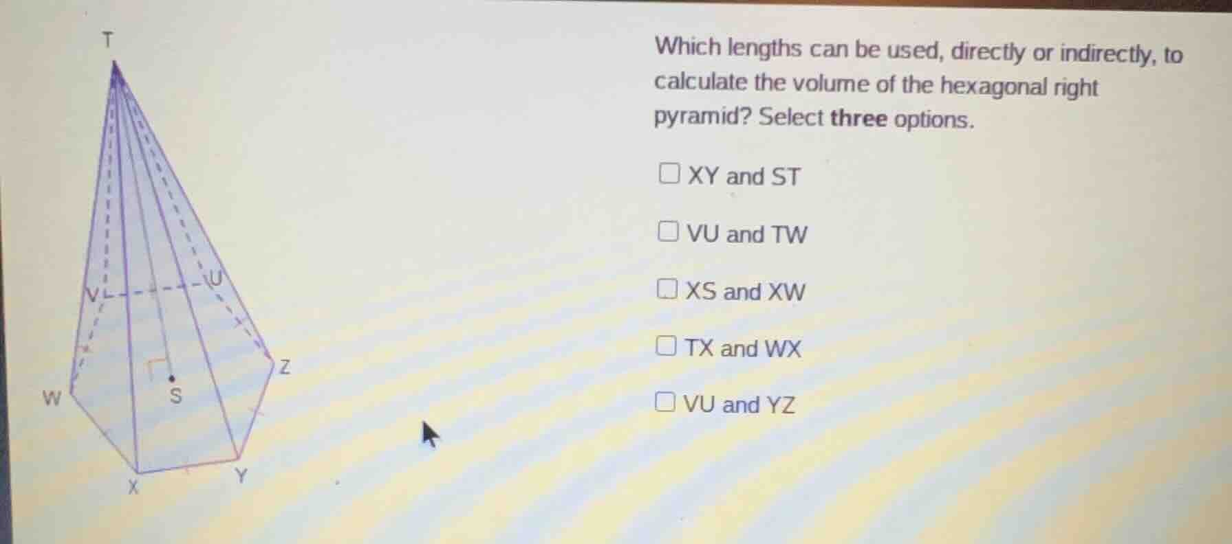 which lengths can be used, directly or indirectly, to calculate the vol…