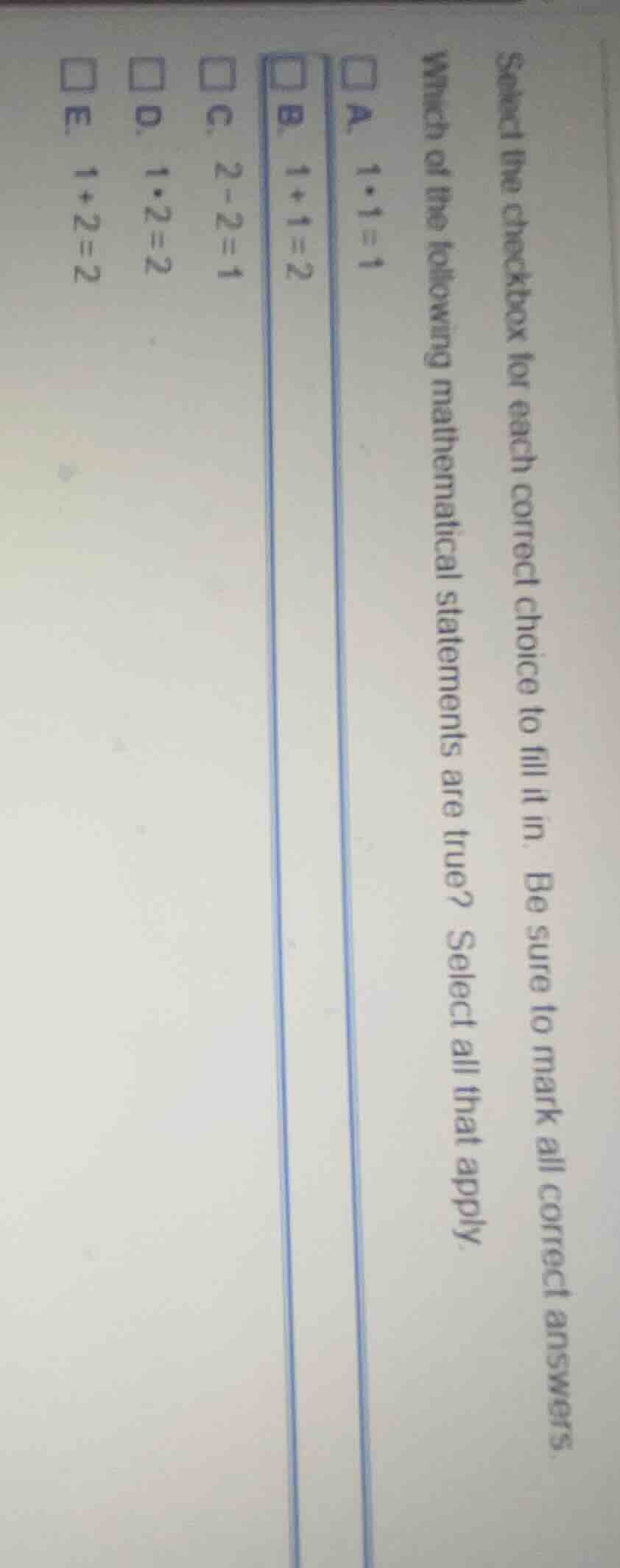 select the checkbox for each correct choice to fill it in. be sure to m…