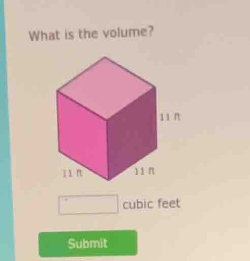 what is the volume? 11 ft 11 ft 11 ft cubic feet submit