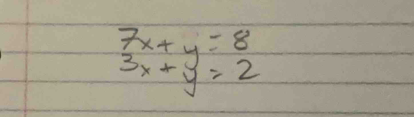 7x + y = 8\\3x + y = 2