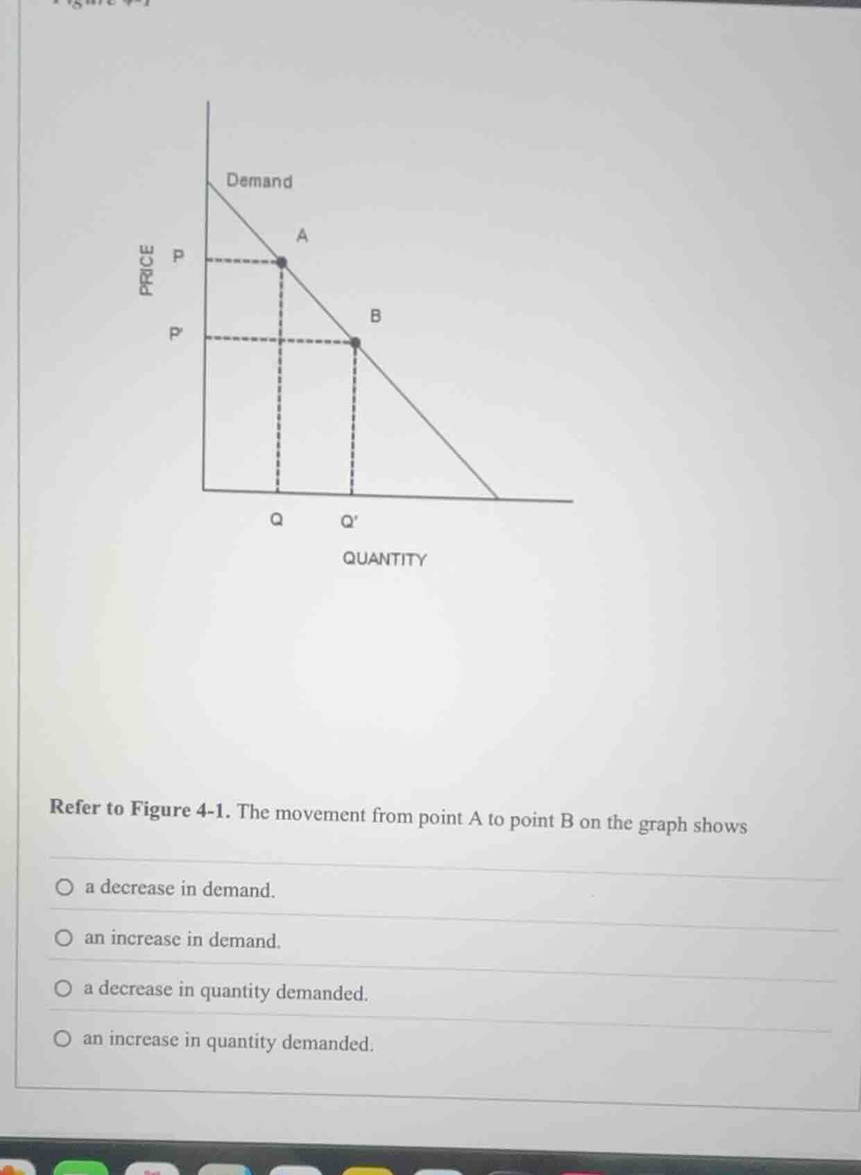 refer to figure 4-1. the movement from point a to point b on the graph …