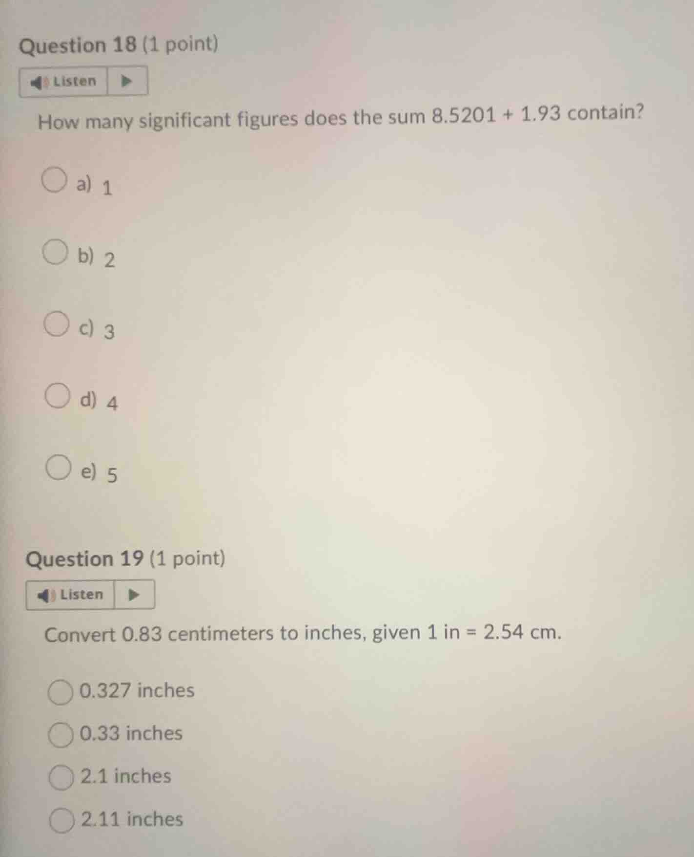question 18 (1 point) listen how many significant figures does the sum …