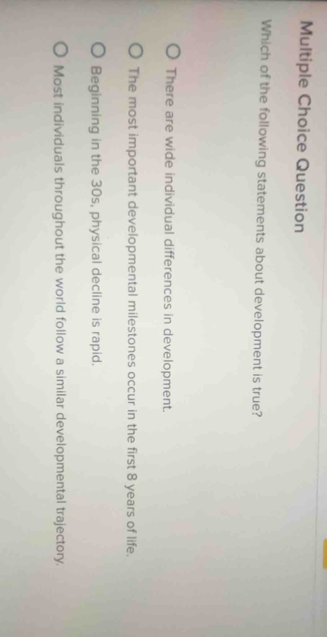 multiple choice question which of the following statements about develo…