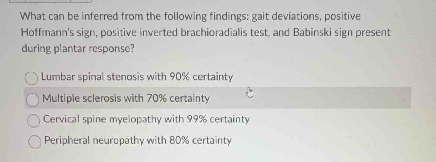 what can be inferred from the following findings: gait deviations, posi…