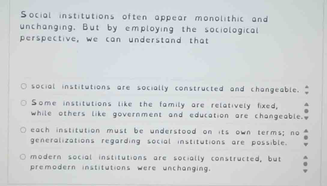 social institutions often appear monolithic and unchanging. but by empl…