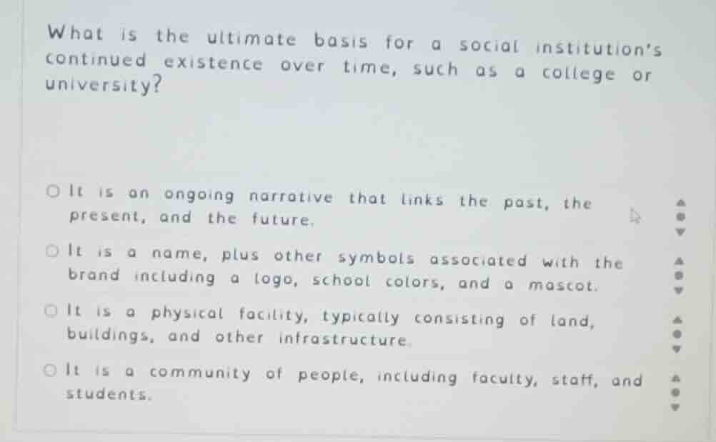 what is the ultimate basis for a social institution’s continued existen…