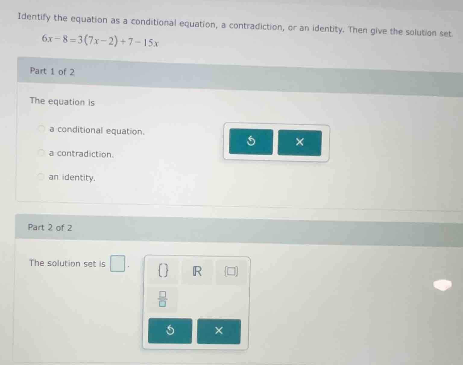 identify the equation as a conditional equation, a contradiction, or an…