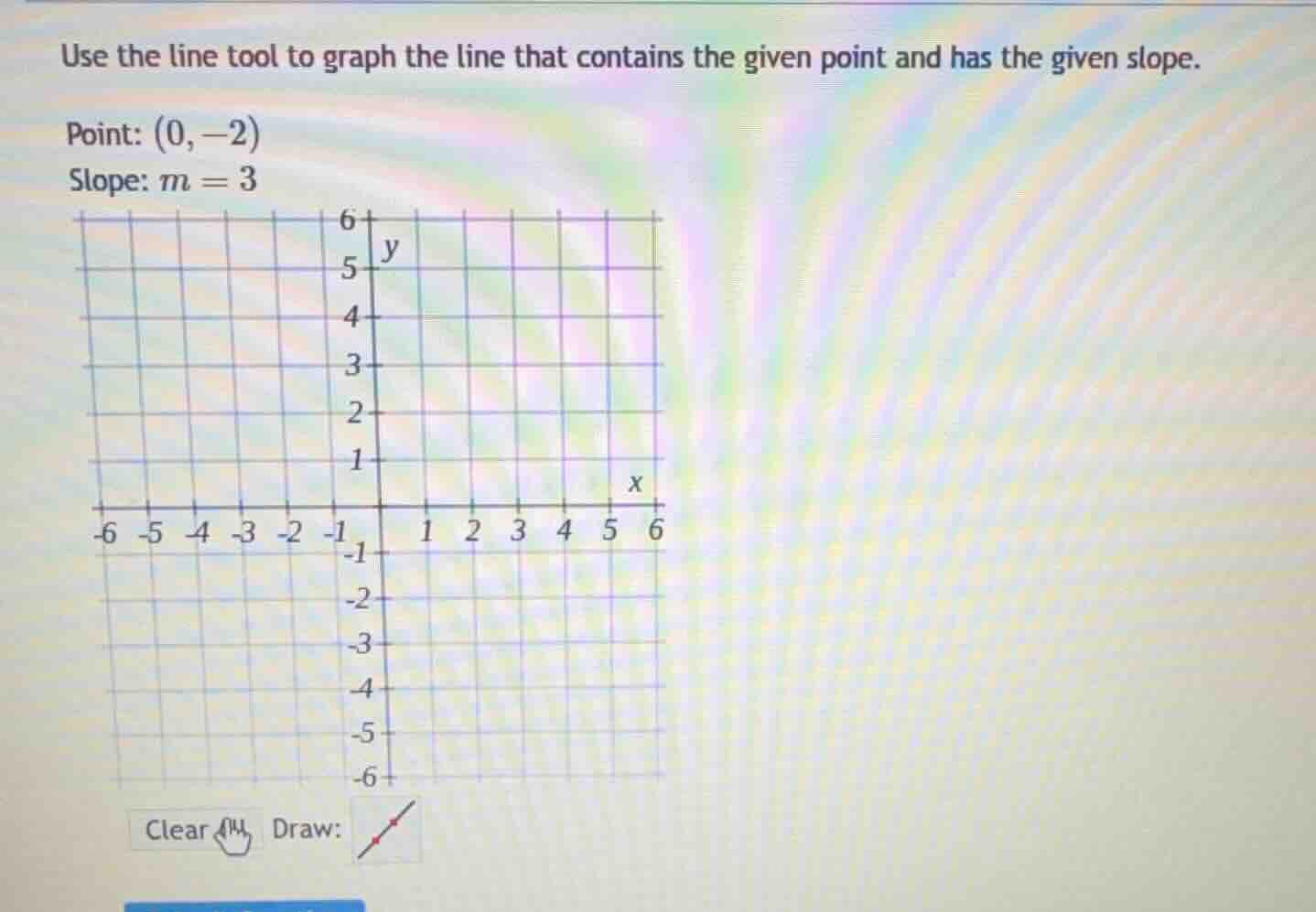 use the line tool to graph the line that contains the given point and h…