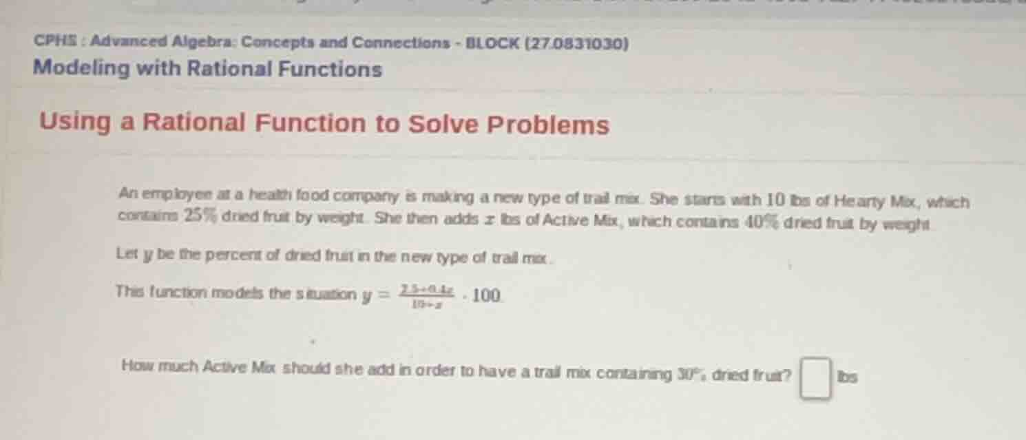 cphs : advanced algebra: concepts and connections - block (27.0831030) …