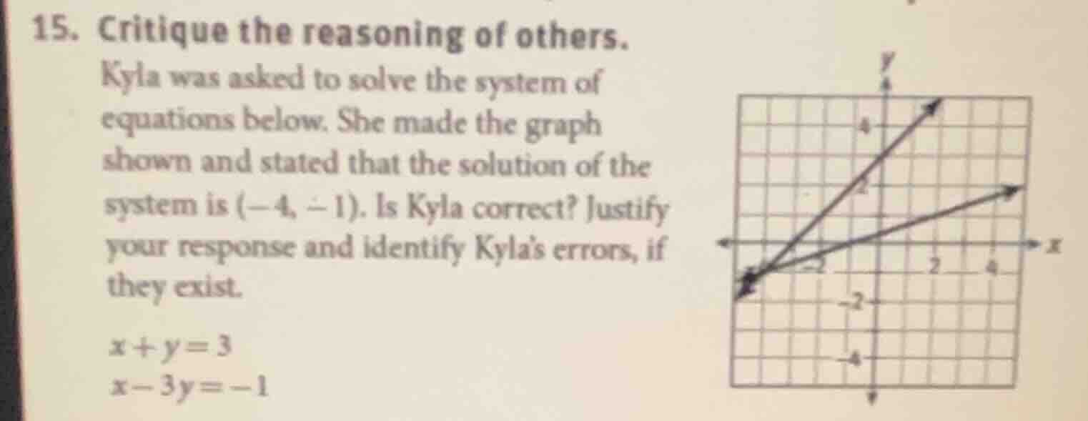 15. critique the reasoning of others. kyla was asked to solve the syste…