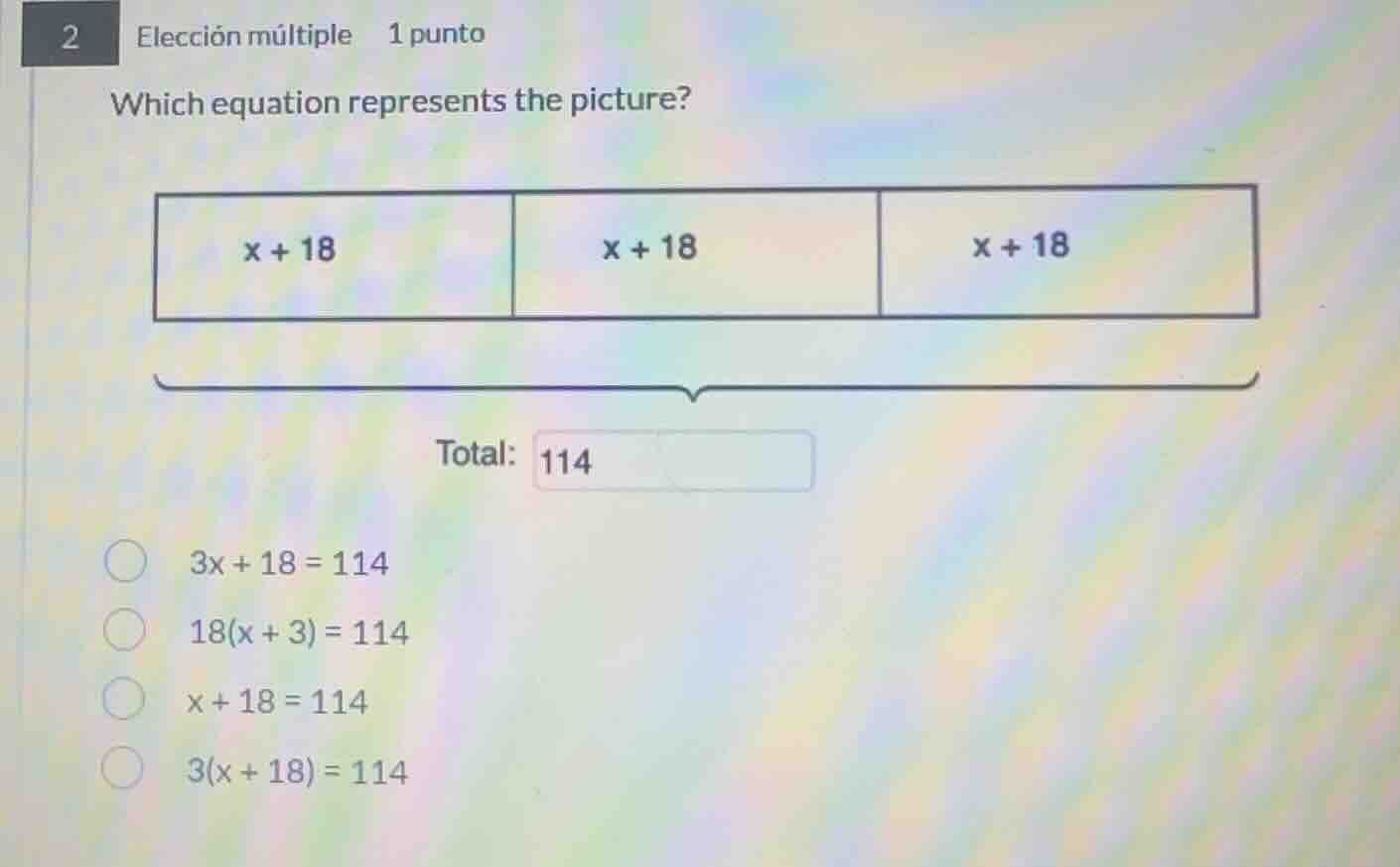 2 elección múltiple 1 punto which equation represents the picture? x + …