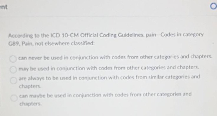 according to the icd 10 - cm official coding guidelines, pain—codes in …