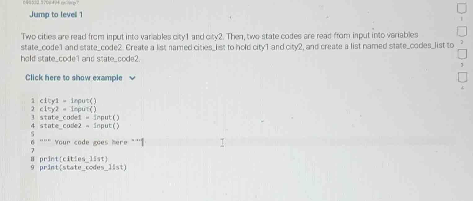 jump to level 1 two cities are read from input into variables city1 and…