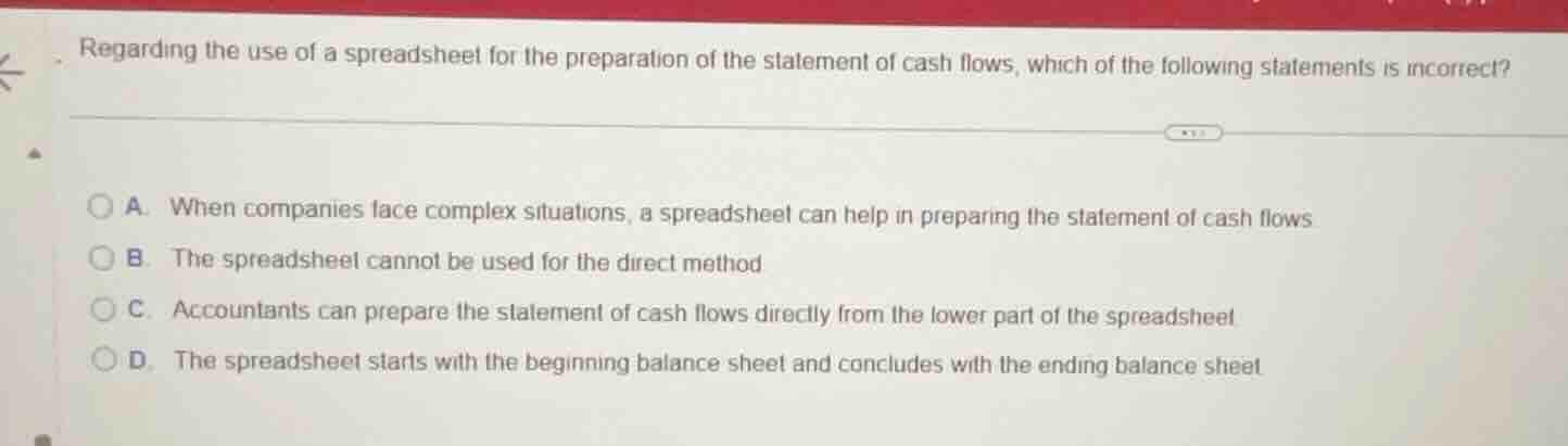 regarding the use of a spreadsheet for the preparation of the statement…