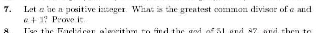 7. let ( a ) be a positive integer. what is the greatest common divisor…