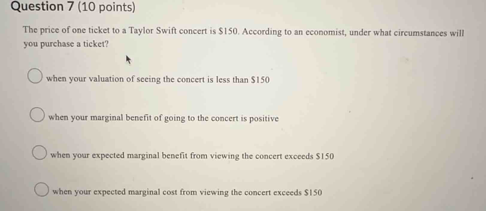 question 7 (10 points) the price of one ticket to a taylor swift concer…
