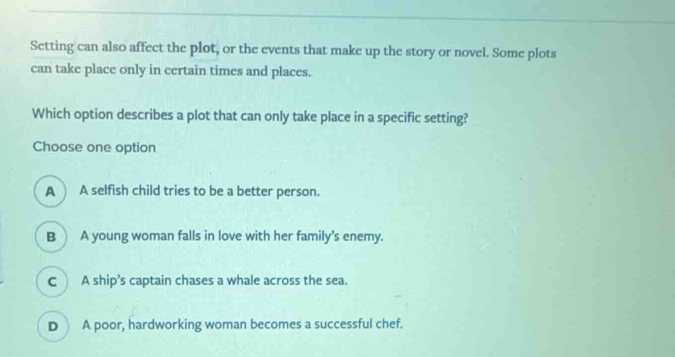 setting can also affect the plot, or the events that make up the story …