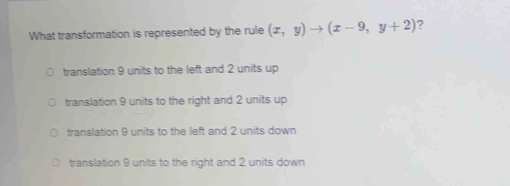 what transformation is represented by the rule ((x, y) \to (x - 9, y + …