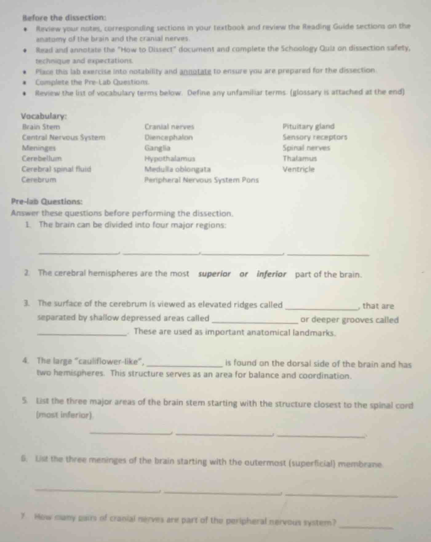 before the dissection: - review your notes, corresponding sections in y…