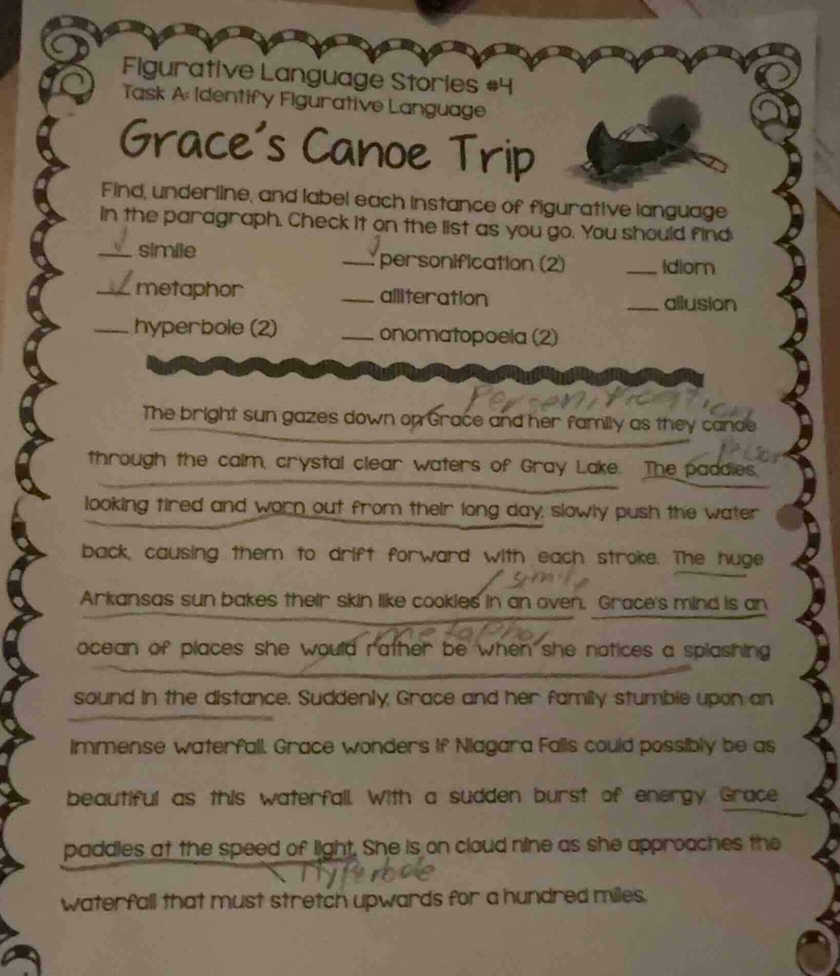 figurative language stories #4 task a: identify figurative language gra…