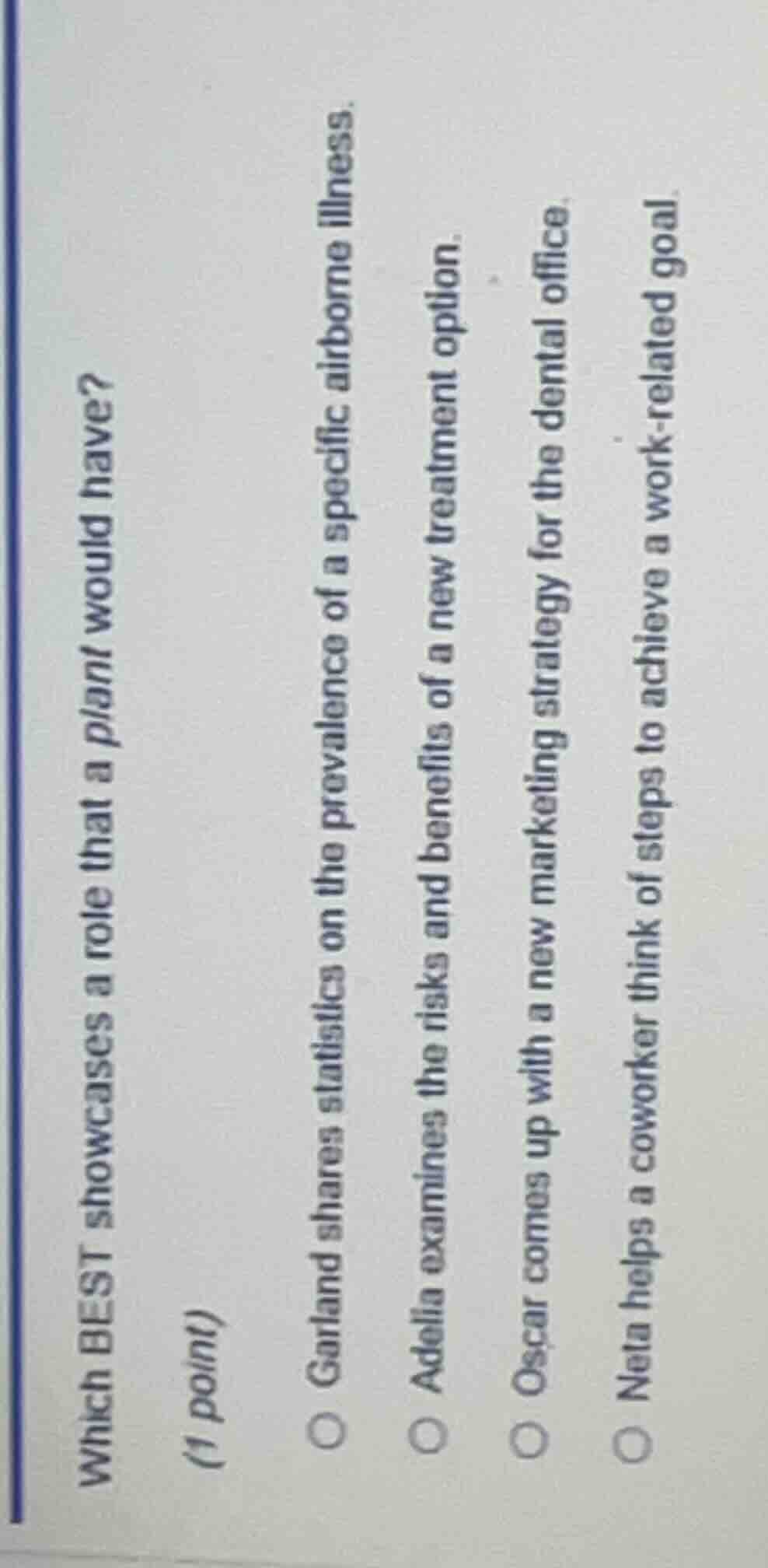 which best showcases a role that a plan would have? (1 point) garland s…