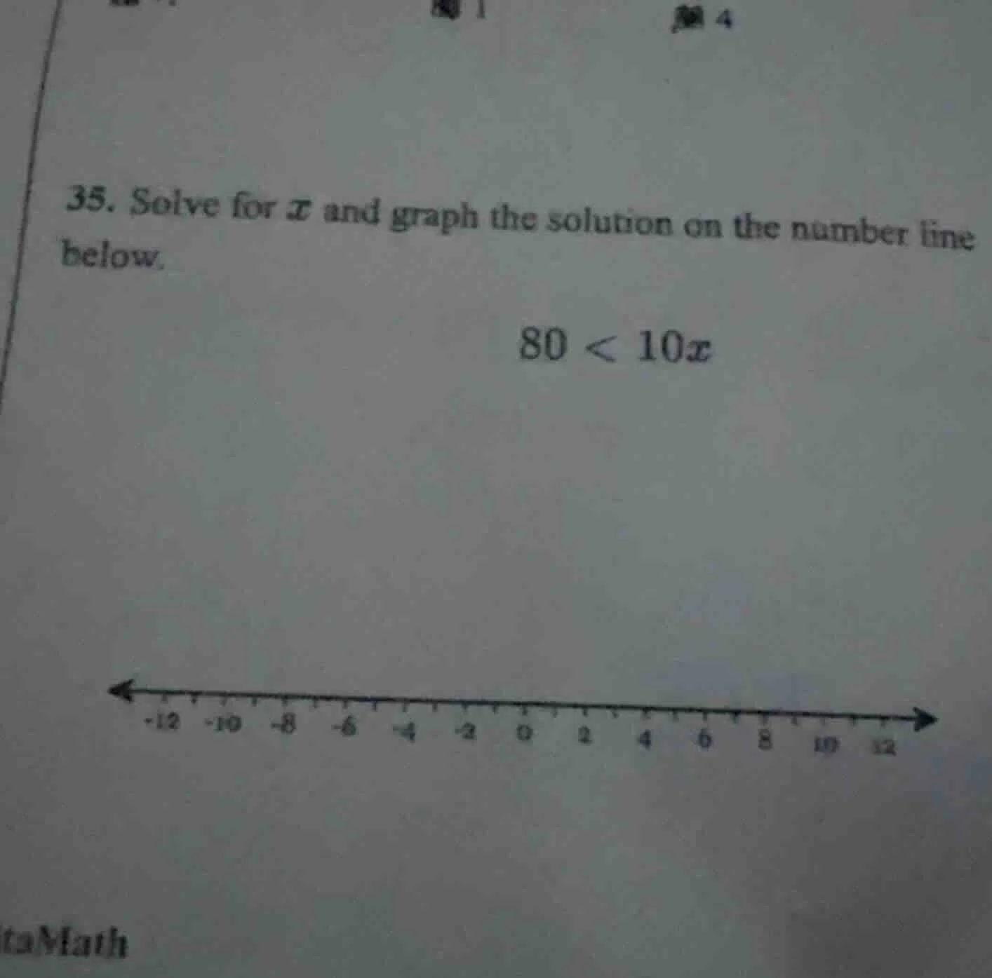 35. solve for ( x ) and graph the solution on the number line below. ( …