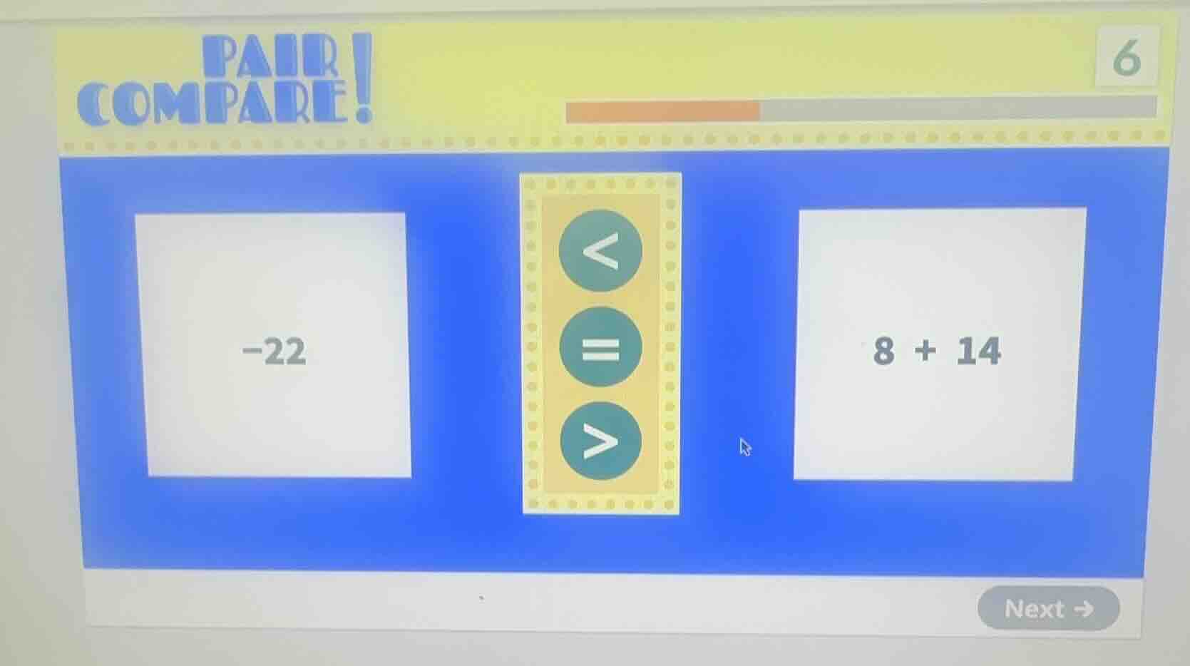 pair compare! -22 8 + 14
