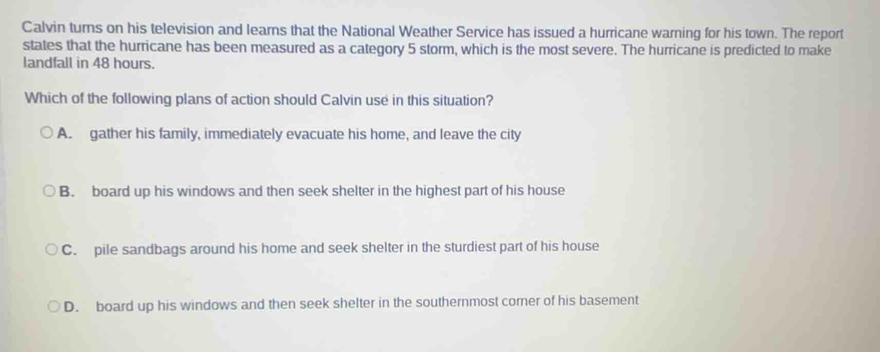 calvin turns on his television and learns that the national weather ser…