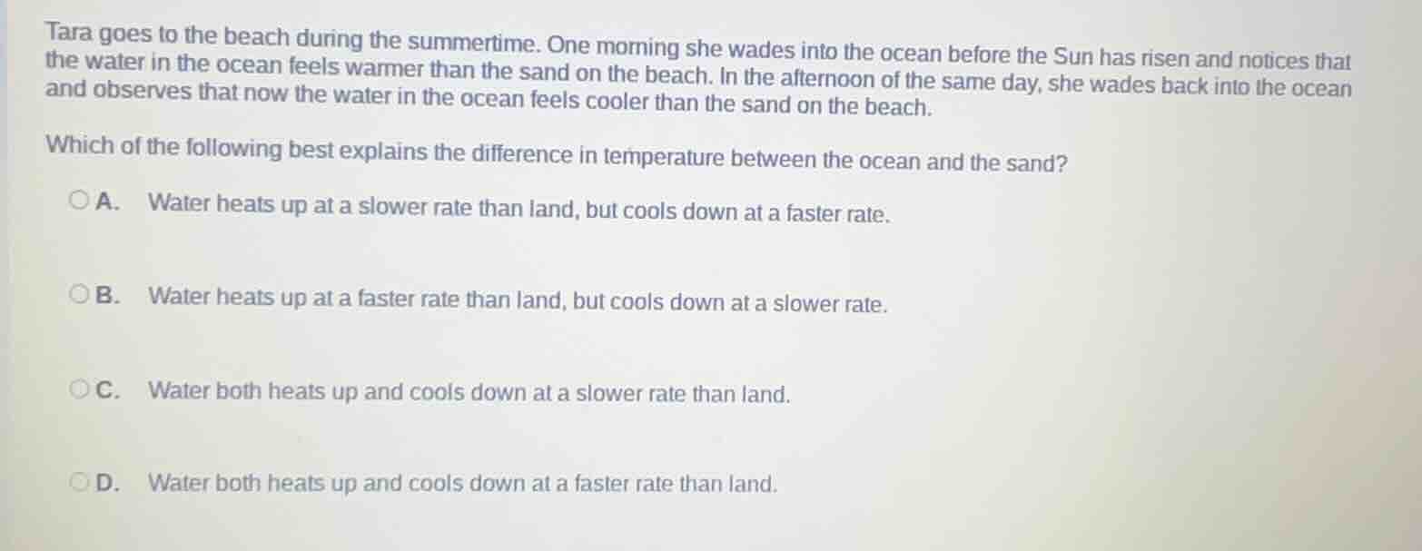 tara goes to the beach during the summertime. one morning she wades int…