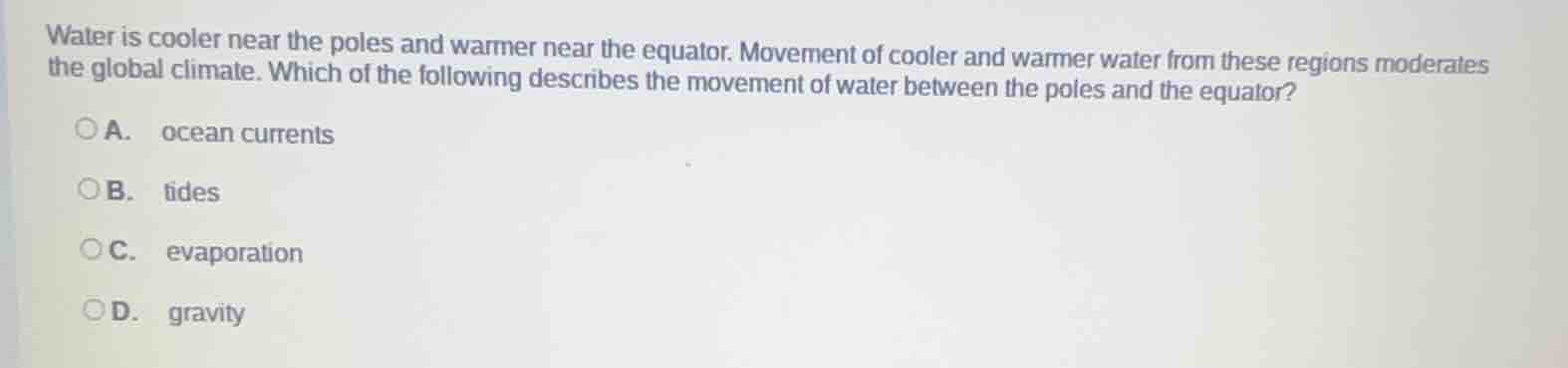 water is cooler near the poles and warmer near the equator. movement of…