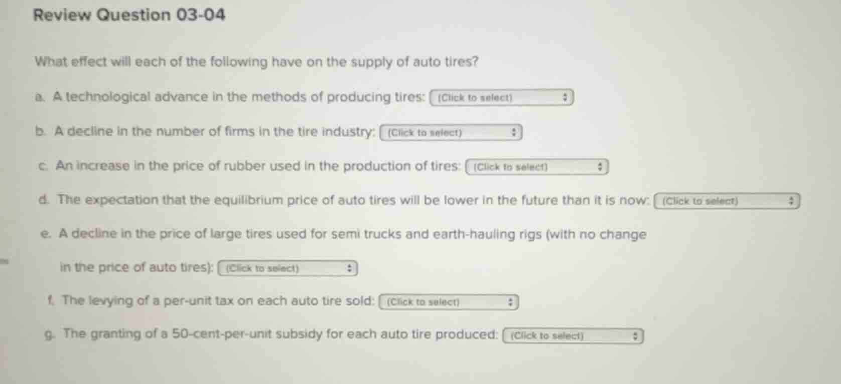 review question 03-04 what effect will each of the following have on th…