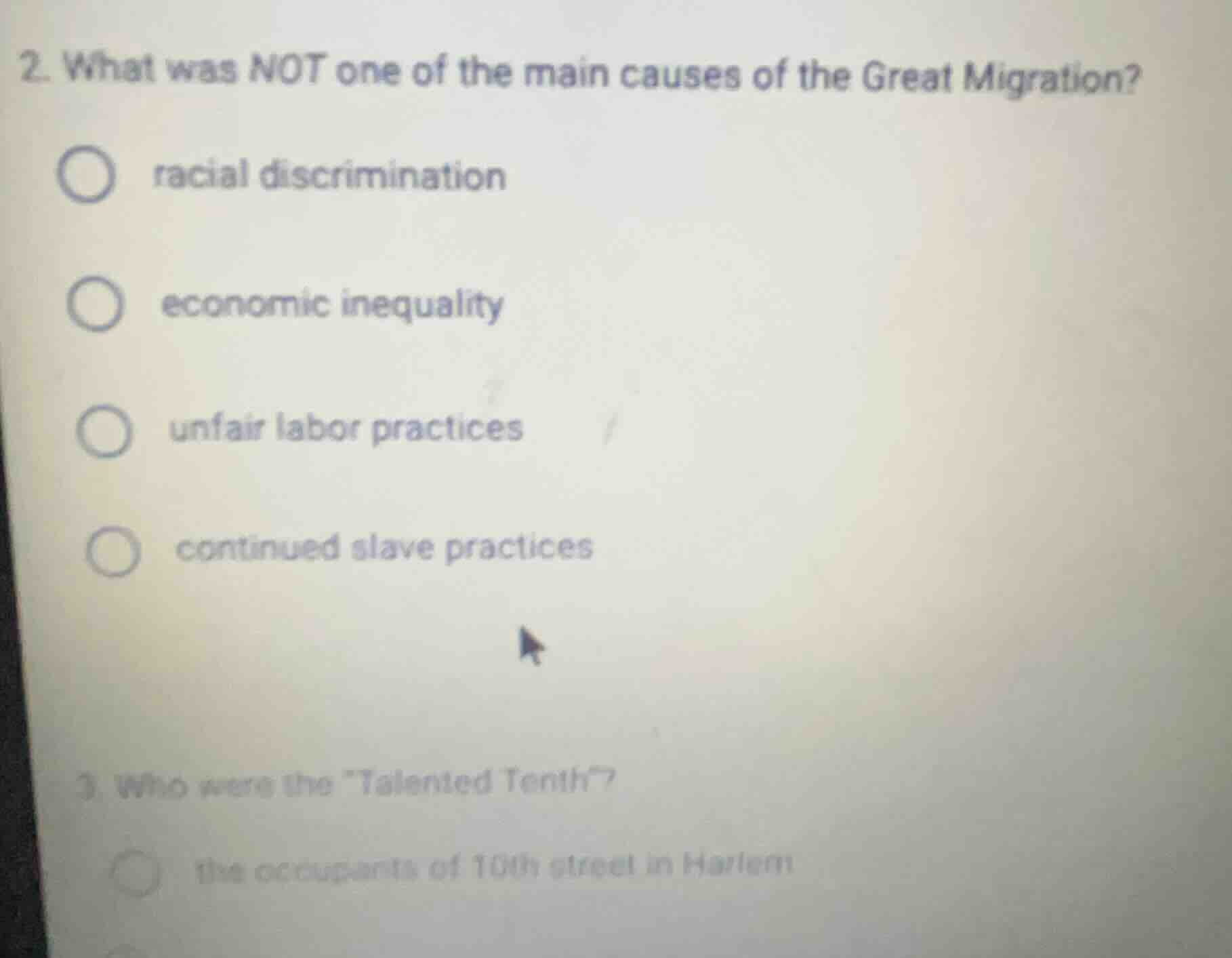 2. what was not one of the main causes of the great migration? racial d…